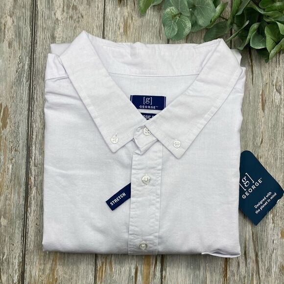 Men’s White Long Sleeve Poplin Button-Up Dress Shirt Size 3XL - Picture 1 of 7